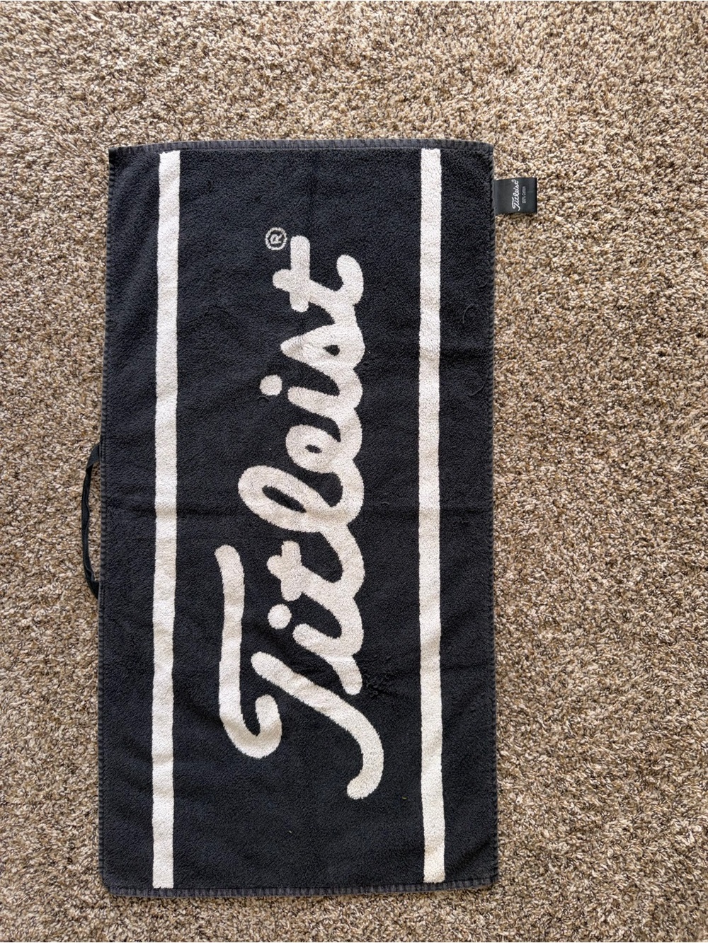 Titleist Black and White Golf Towel with Bold Script Logo